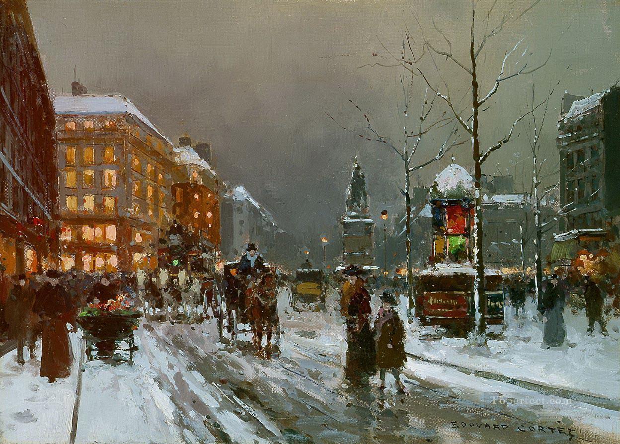 EC place de clichy in winter Parisian Oil Paintings